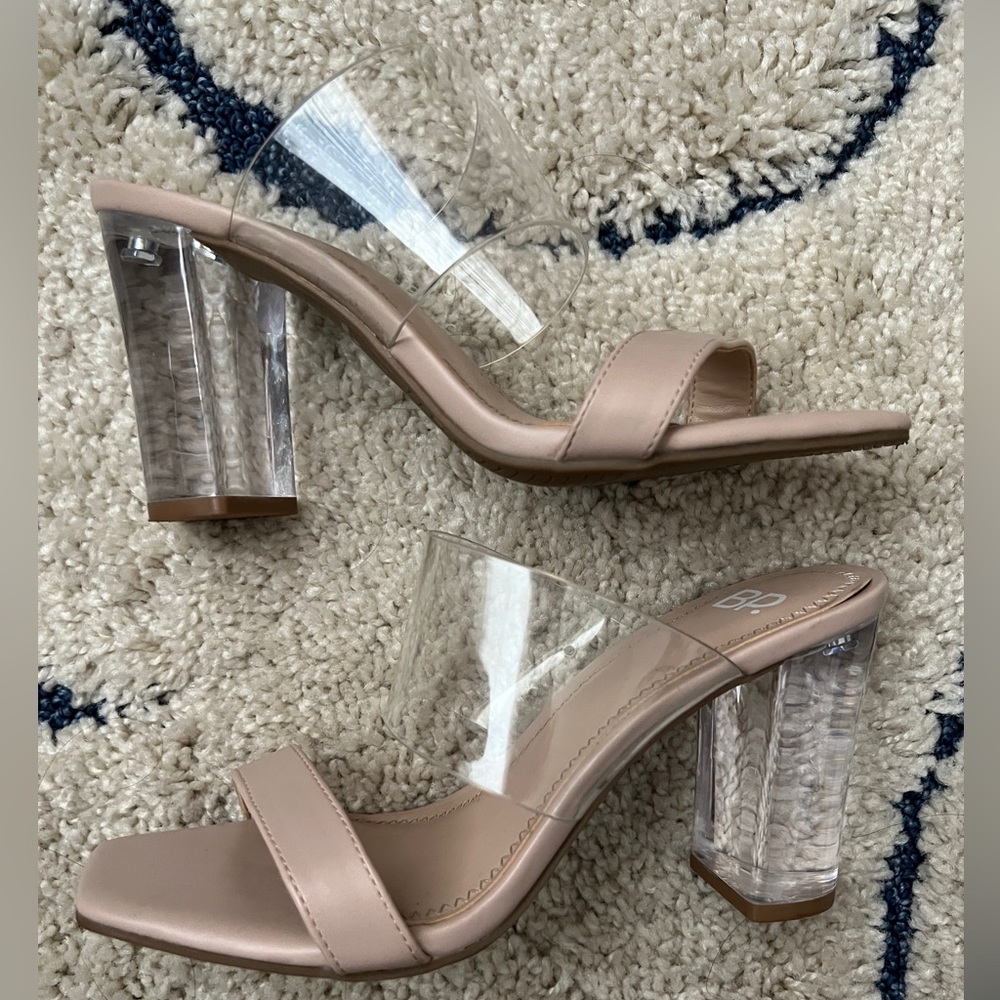 BP nude clear heels